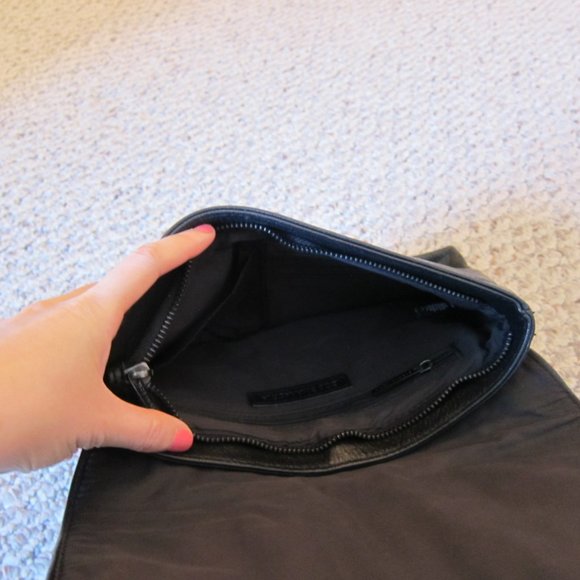 BCBGMaxAzria Black Leather Studded Envelope Clutch - Picture 6 of 7